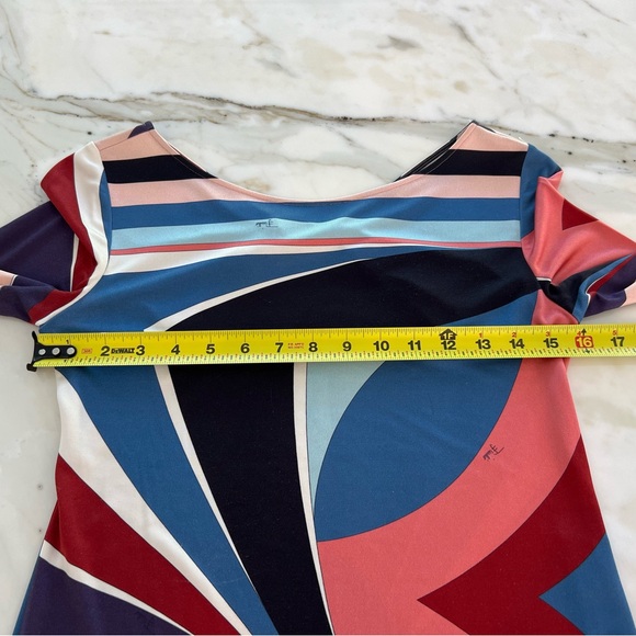 EMILIO PUCCI BLUE MULTI BACK BUCKLE DRESS SIZE IT 42 / US 8 - Picture 7 of 17